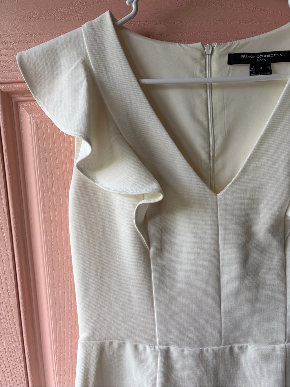 French Connection Cream Mini Dress with Ruffle Sleeve